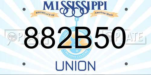 882B50 Mississippi License Plate