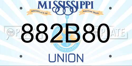 882B80 Mississippi License Plate