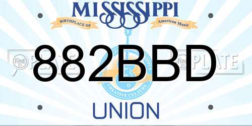 882BBD Mississippi License Plate