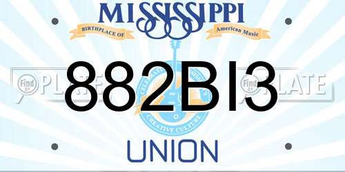 882BI3 Mississippi License Plate
