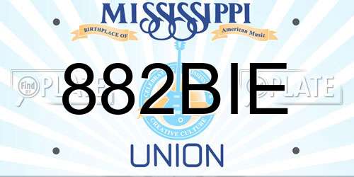 882BIE Mississippi License Plate