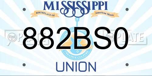882BS0 Mississippi License Plate
