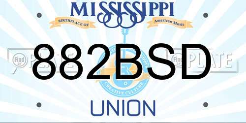 882BSD Mississippi License Plate