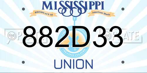 882D33 Mississippi License Plate