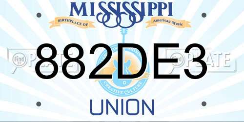 882DE3 Mississippi License Plate
