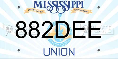 882DEE Mississippi License Plate