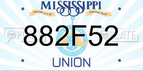 882F52 Mississippi License Plate