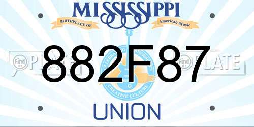 882F87 Mississippi License Plate