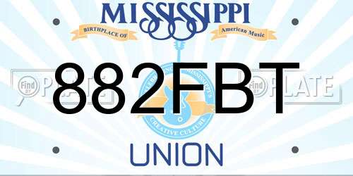 882FBT Mississippi License Plate