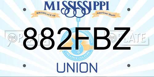 882FBZ Mississippi License Plate