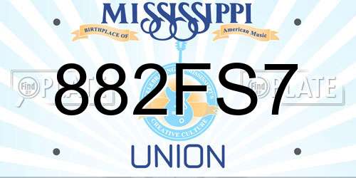 882FS7 Mississippi License Plate