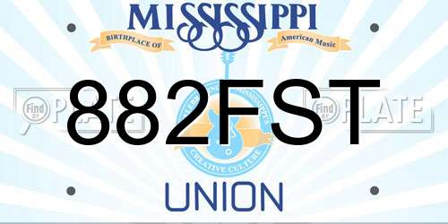 882FST Mississippi License Plate
