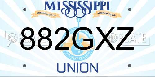 882GXZ Mississippi License Plate