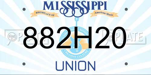 882H20 Mississippi License Plate