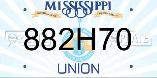 882H70 Mississippi License Plate