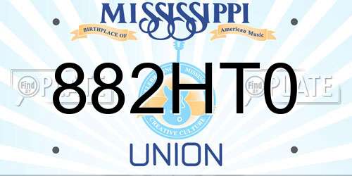 882HT0 Mississippi License Plate