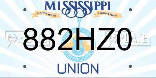 882HZ0 Mississippi License Plate