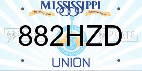 882HZD Mississippi License Plate