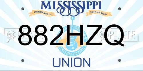882HZQ Mississippi License Plate