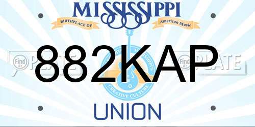 882KAP Mississippi License Plate