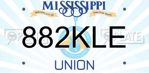 882KLE Mississippi License Plate