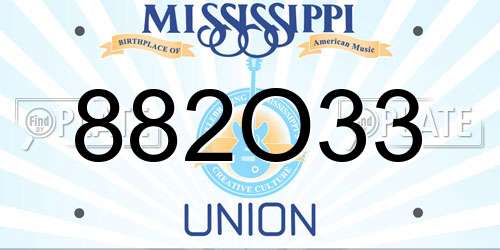 882O33 Mississippi License Plate