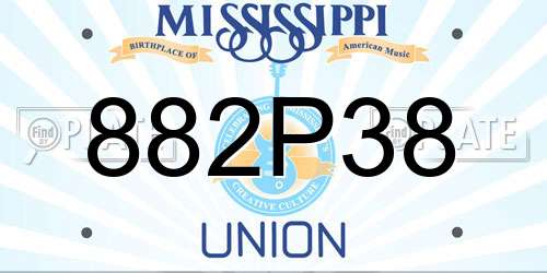 882P38 Mississippi License Plate