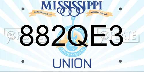 882QE3 Mississippi License Plate
