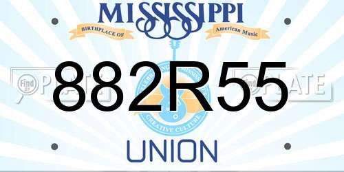 882R55 Mississippi License Plate