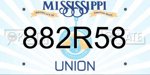 882R58 Mississippi License Plate