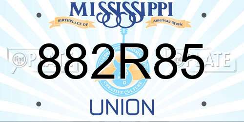 882R85 Mississippi License Plate