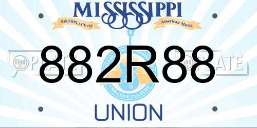 882R88 Mississippi License Plate