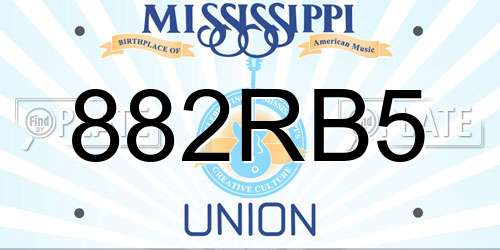 882RB5 Mississippi License Plate