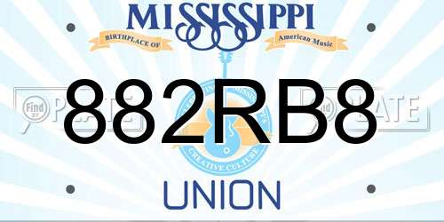 882RB8 Mississippi License Plate