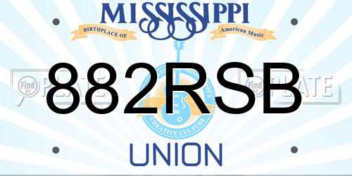 882RSB Mississippi License Plate