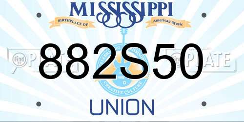 882S50 Mississippi License Plate