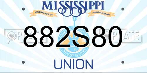 882S80 Mississippi License Plate