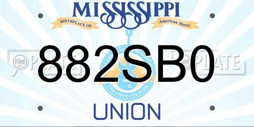 882SB0 Mississippi License Plate