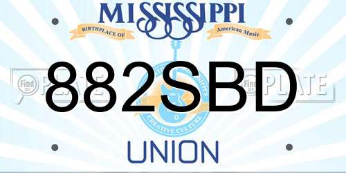 882SBD Mississippi License Plate