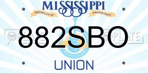 882SBO Mississippi License Plate