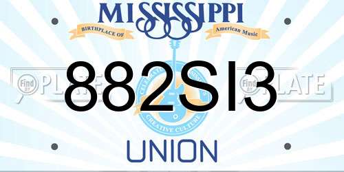 882SI3 Mississippi License Plate