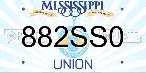 882SS0 Mississippi License Plate