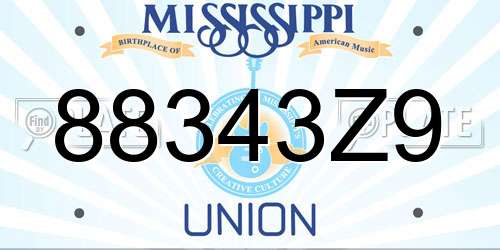 88343Z9 Mississippi License Plate