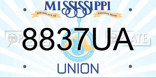 8837UA Mississippi License Plate