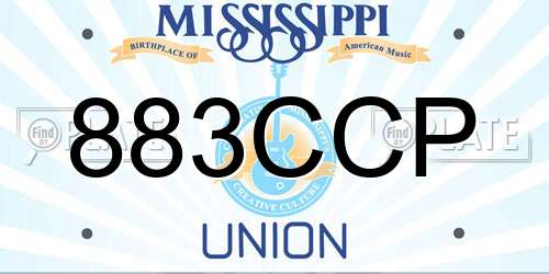 883CCP Mississippi License Plate