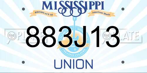 883J13 Mississippi License Plate
