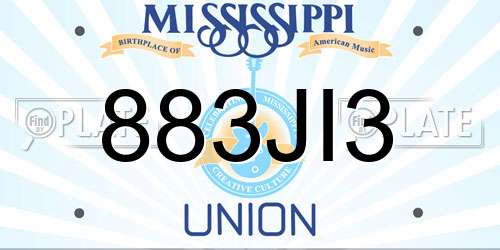 883JI3 Mississippi License Plate