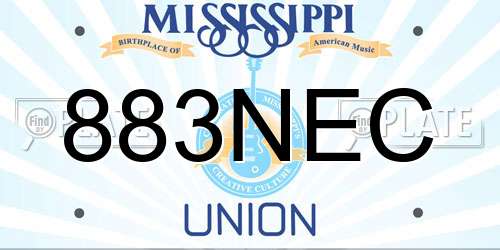 883NEC Mississippi License Plate