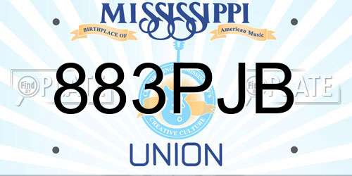 883PJB Mississippi License Plate