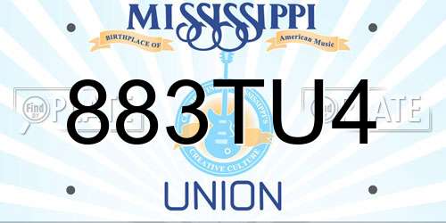883TU4 Mississippi License Plate